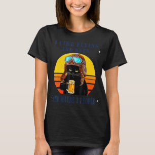 Camiseta Gato Negro Vintage Gosto De Voar E Cerveja E Talve
