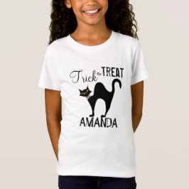 Camiseta Gato Negro Whimsical De Halloween Ou Tratar