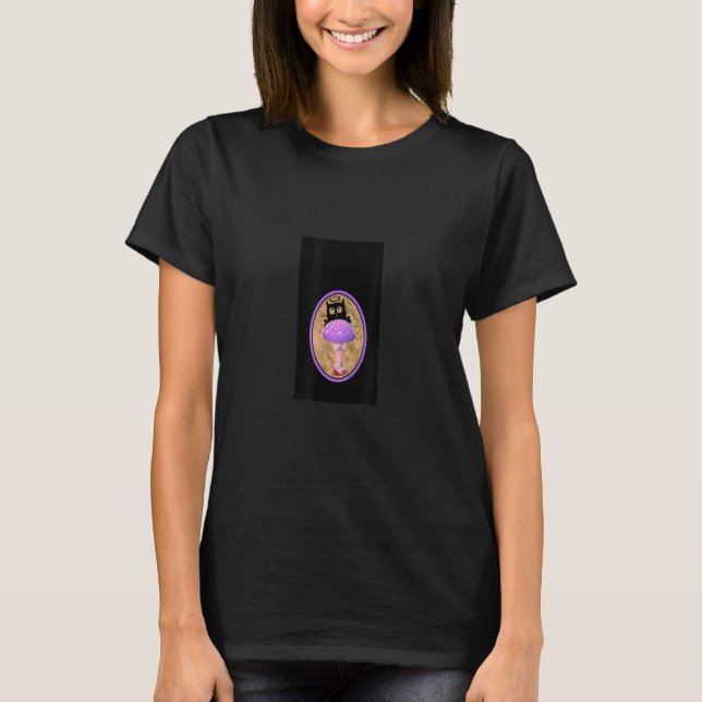 Camiseta Gato Negro Whimsso com Halo Silhouette em Púrpura (Frente)