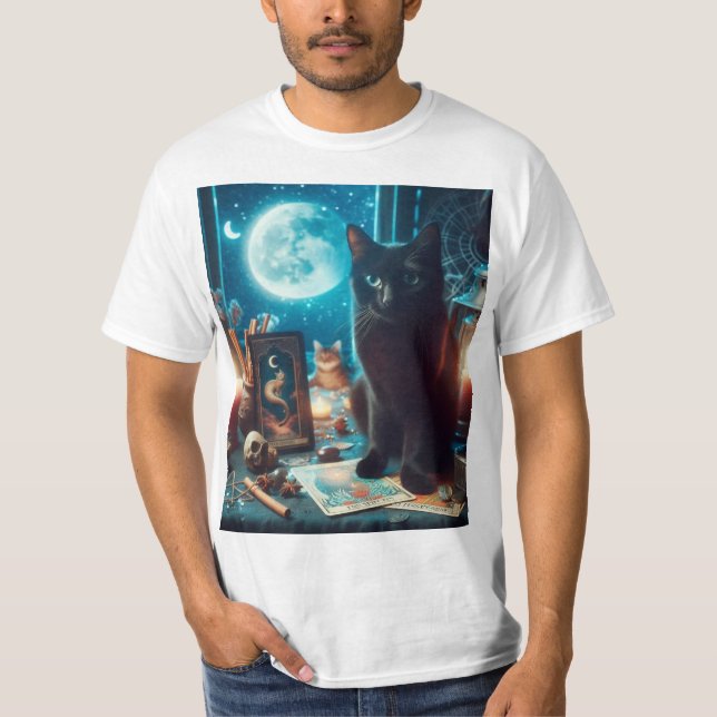 Camiseta Gato negro y tarot (Frente)