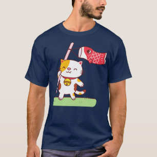 Camiseta Gato Neko Bonito com Streamer Koinobori