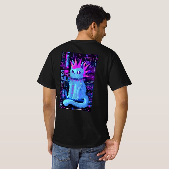 Camiseta Gato Neon Punk (Parte Traseira Completa)