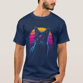 Camiseta Gato Neon Retro dos Anos 80