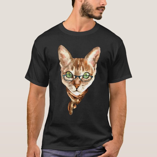 Camiseta Gato Nerd Com Óculos (Frente)