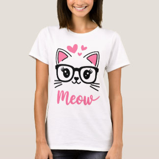 Camiseta Gato Nerdy Bonito - Gato Engraçado de Meow Design