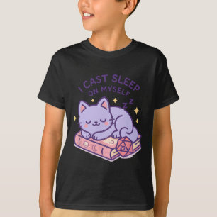Camiseta Gato Nerdy de RPG Gamer Dormindo Dado D20 Para Amo