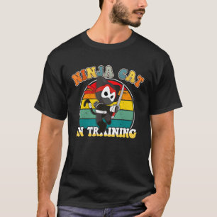 Camiseta Gato Ninja em Treinamento Para Crianças Fofinho Ni