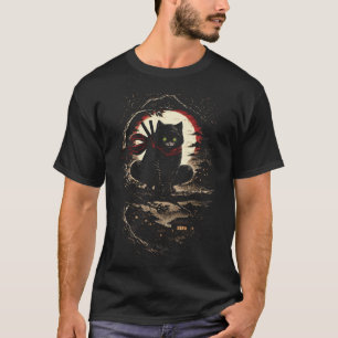 Camiseta Gato Ninja, Engraçado Animal Anime Japonês Arte Ta