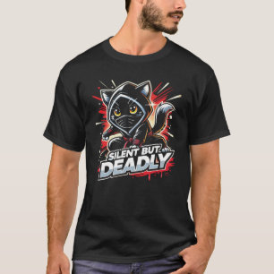 Camiseta Gato Ninja Engraçado, Engraçado, Silencioso Mas Mo