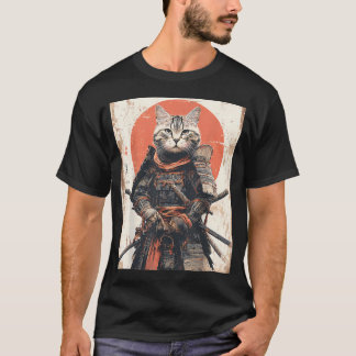 Camiseta Gato Ninja Japonês Samurai Guerreiro Anime Ukiyo