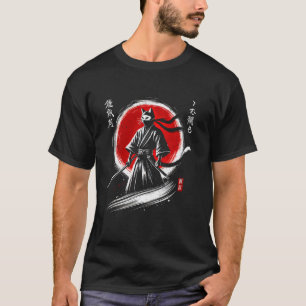 Camiseta Gato Ninja Japonês Samurai Japão Guerreiro Mamãe P