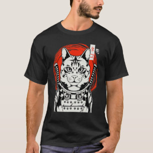Camiseta Gato Ninja Samurai Bushido Japonês Gatinho Katana