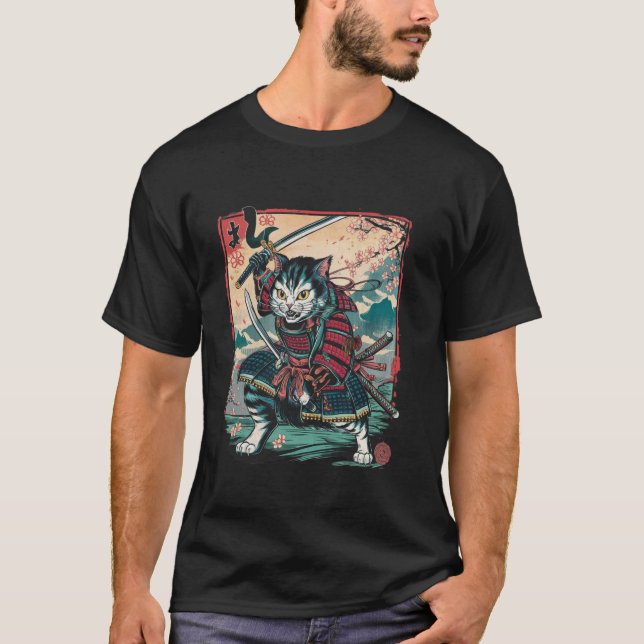 Camiseta Gato Ninja Samurai Japonês Gato Ninja (Frente)