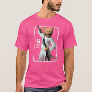 Camiseta Gato Ninja Samurai Kanji Japonês Esporte Hobby Cit