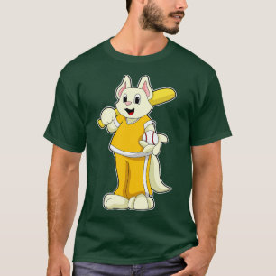 Camiseta Gato no Baseball com bastão de beisebol
