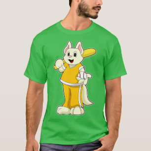 Camiseta Gato no Baseball com bastão de beisebol