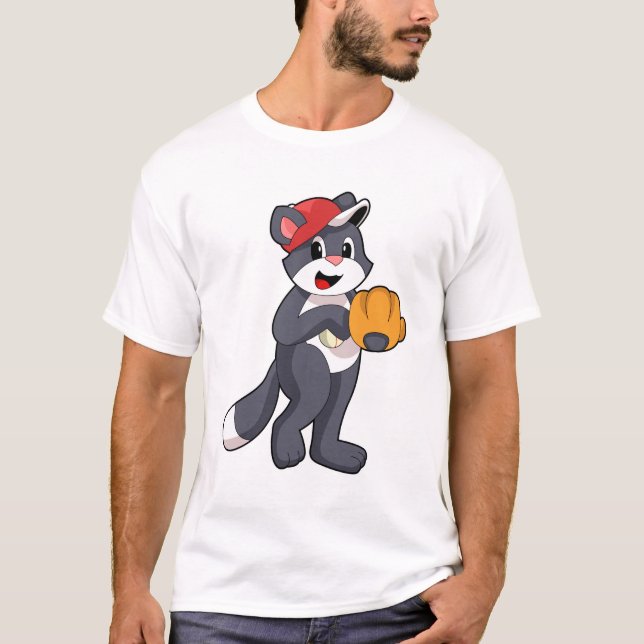 Camiseta Gato no Baseball com luva de beisebol.PNG (Frente)