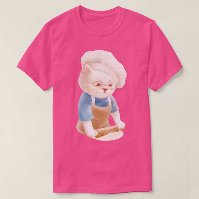 Camiseta Gato No Chef Hat Rolling Dough (Frente do Design)