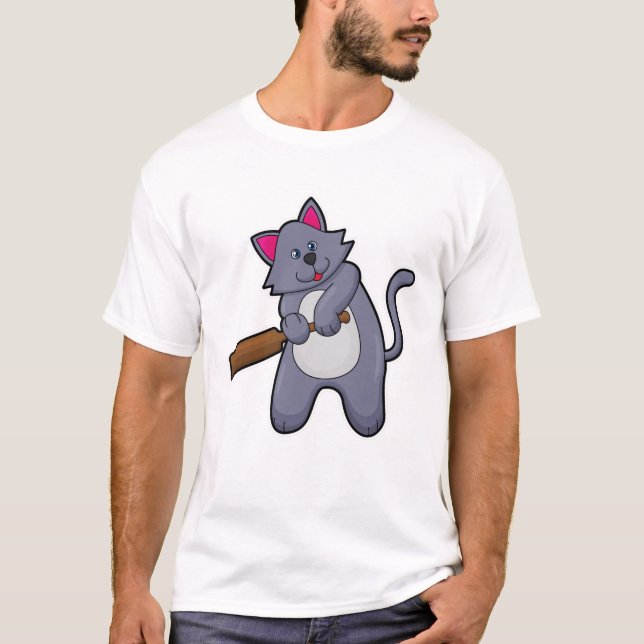 Camiseta Gato no Cricket com morcego de Cricket (Frente)
