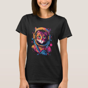 Camiseta Gato No Espaço Astronauta Gato Planetas Galáxia Gr