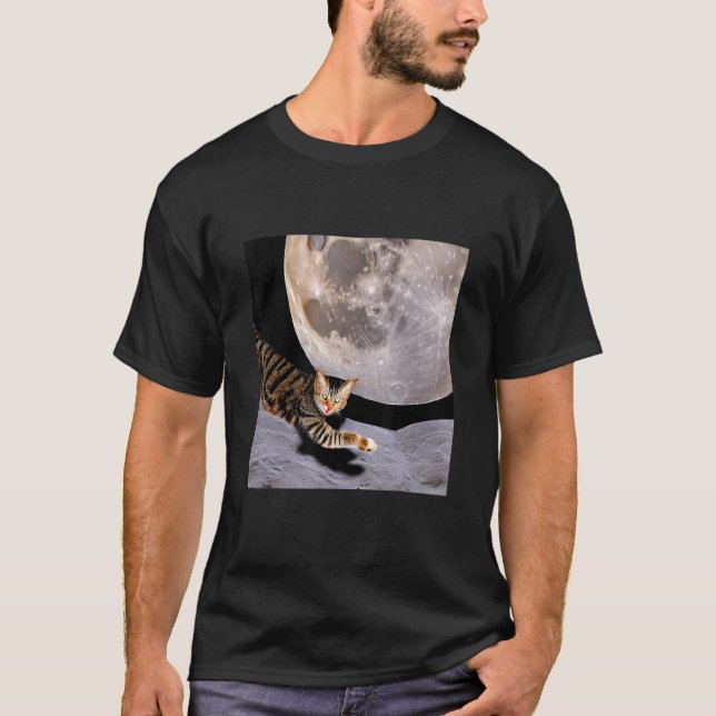 Camiseta Gato No Espaço Exterior Desenho Estranho De Gatinh (Frente)