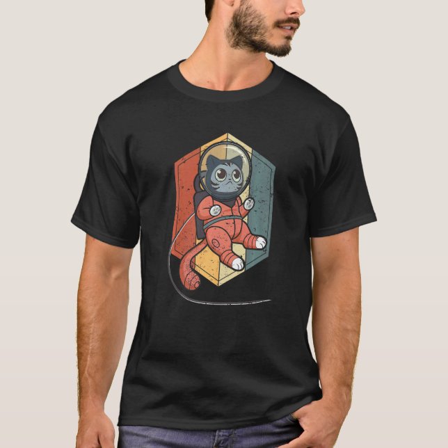 Camiseta Gato no Espaço Gato Espacial Nerd  1 (Frente)