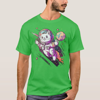 Camiseta Gato no Espaço Presente de Gato Engraçado Retro Vi