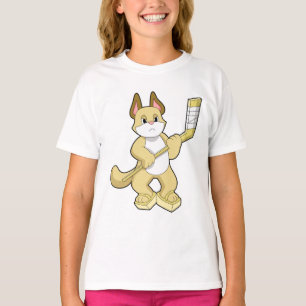Camiseta Gato no hóquei no gelo com bastão de hóquei no