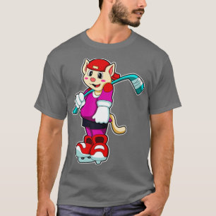 Camiseta Gato no hóquei no gelo com Boné de hóquei no gelo