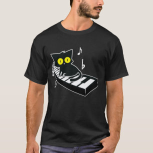 Camiseta Gato No Piano Pianista Ama Gato Gato Engraçado Don