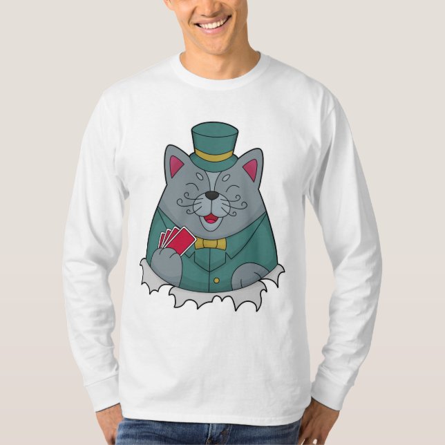 Camiseta Gato no Poker com cartões Poker (Frente)
