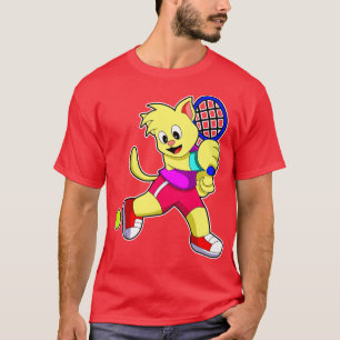 Camiseta Gato no Tênis com raquete de tênis bola de tênis