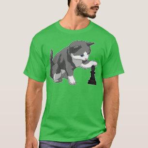 Camiseta Gato no xadrez com bispo de xadrez