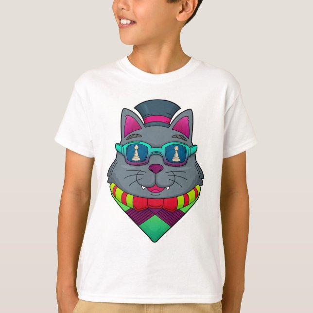 Camiseta Gato no Xadrez com Peão de Xadrez (Frente)