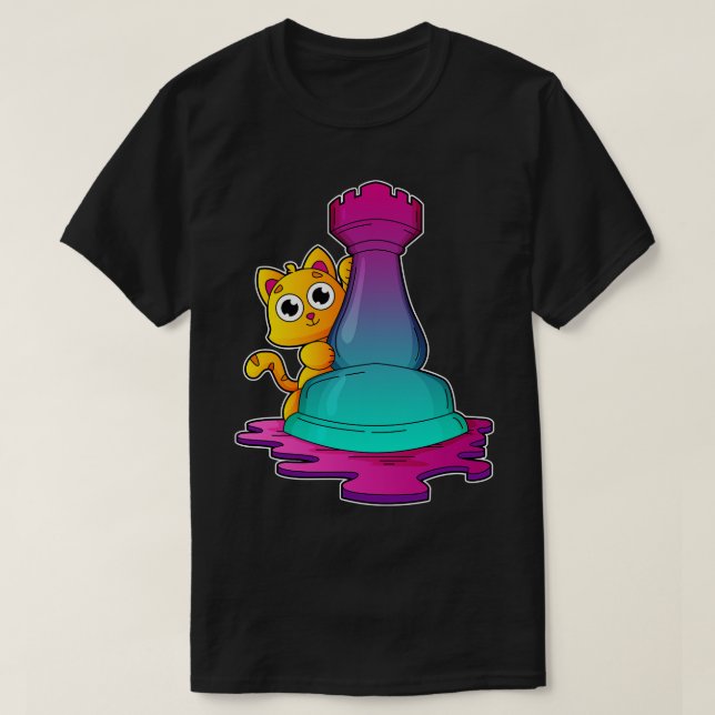 Camiseta Gato no xadrez com torta de xadrez (Frente do Design)