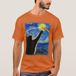 Camiseta Gato Noite Estrelada Van Gogh Presentes para Gatos