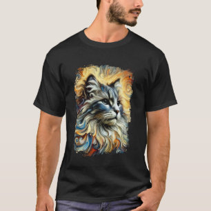 Camiseta Gato Norueguês Fofo Arte Colorida
