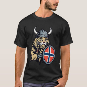 Camiseta Gato Norueguês Viking Bandeira Noruega Mitologia N