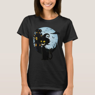 Camiseta Gato Noturno Assustador, Pumpkin de Gato Negro do