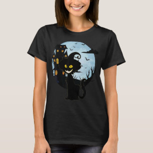 Camiseta Gato Noturno Assustador, Pumpkin de Gato Negro do