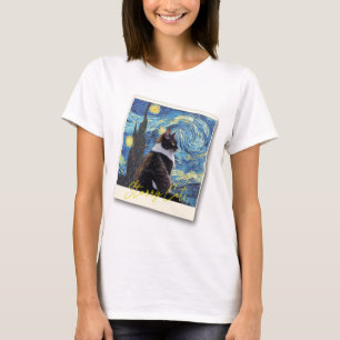 Camiseta Gato noturno estrelado