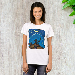 Camiseta Gato Noturno No Telhado