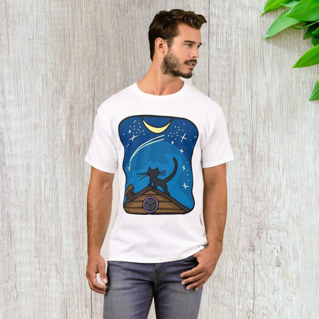 Camiseta Gato Noturno Num Telhado (Criador carregado)