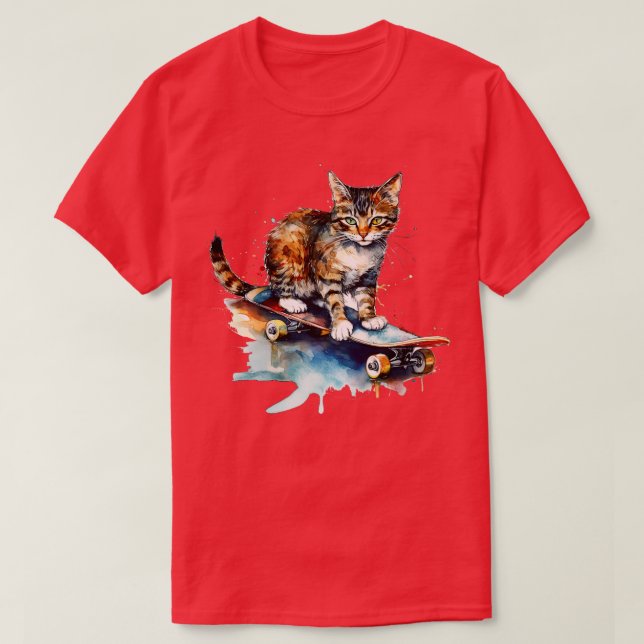 Camiseta Gato num skate 1 (Frente do Design)