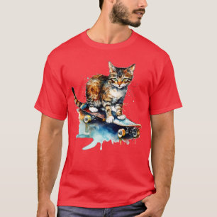 Camiseta Gato num skate 1