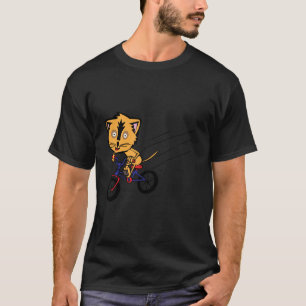 Camiseta Gato numa bicicleta ciclando engraçado