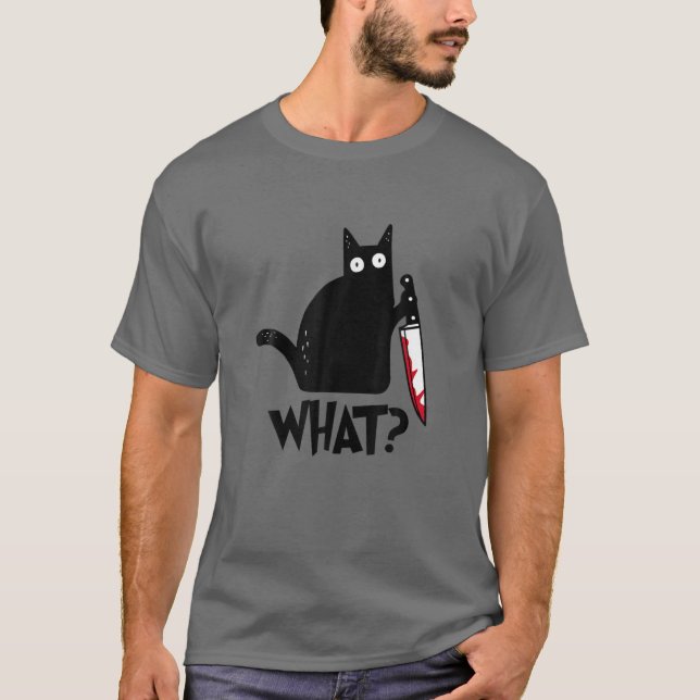 Camiseta Gato o quê? Gato Negro Assassinado com o Dia das B (Frente)