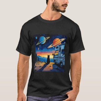 Camiseta Gato Observador de Estrelas e sua RV Galáctica