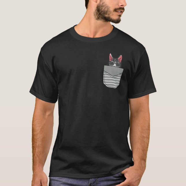 Camiseta Gato Óculos De Sol No Bolso (Frente)