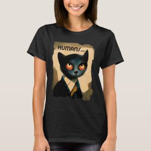 Camiseta Gato Odeia Humanos Arte Engraçada Para O Lover D